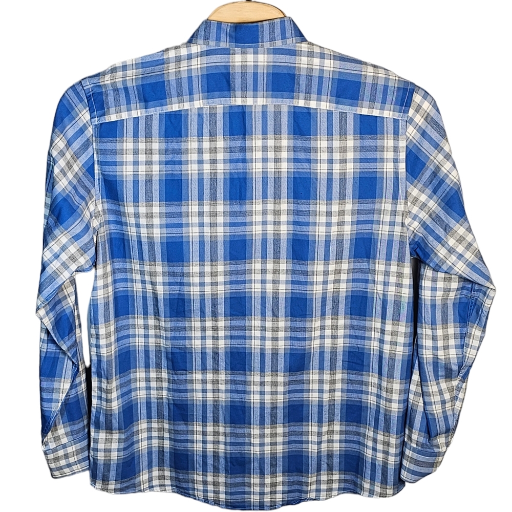 UNTUCKit Blue and White Plaid Casual Button-Down Shirt - Picture 6 of 14